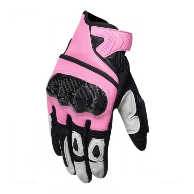 Guantes Para Motocicleta De Piel Hombre Y Mujer Rosa