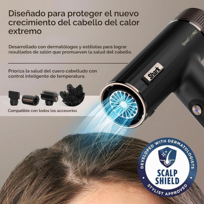 Shark SpeedStyle Pro – Secadora de cabello profesional de alta velocidad con accesorios de peinado para cabello rizado y crespo