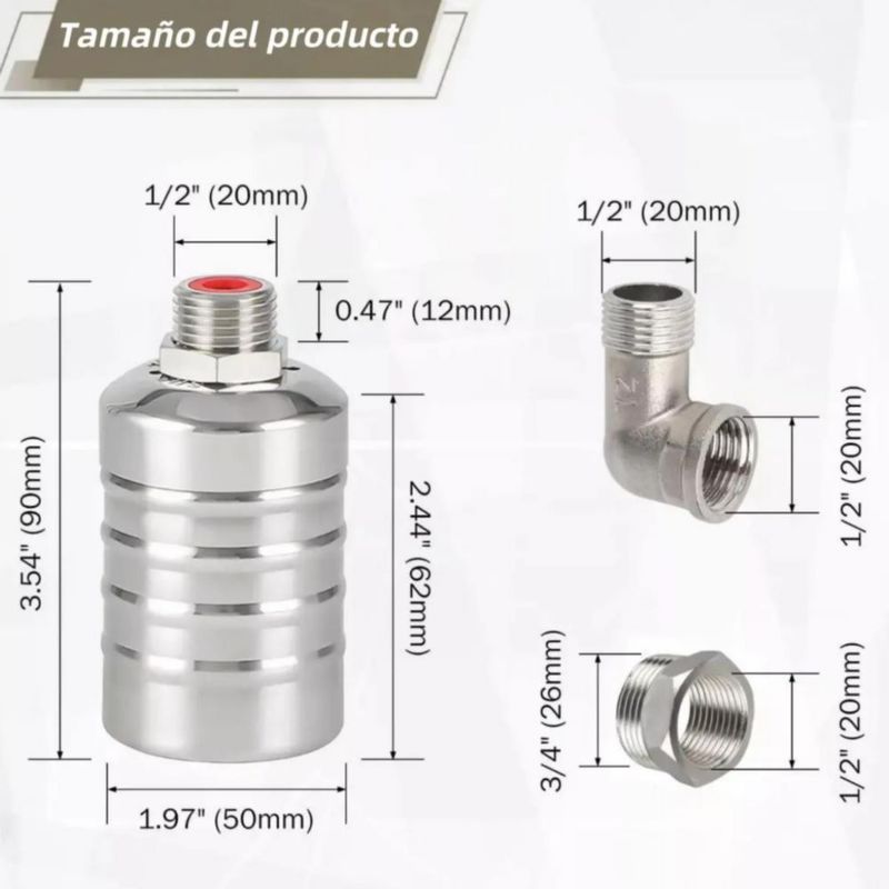 Válvula De Nivel De Agua Automática Acero Inoxidable Plata