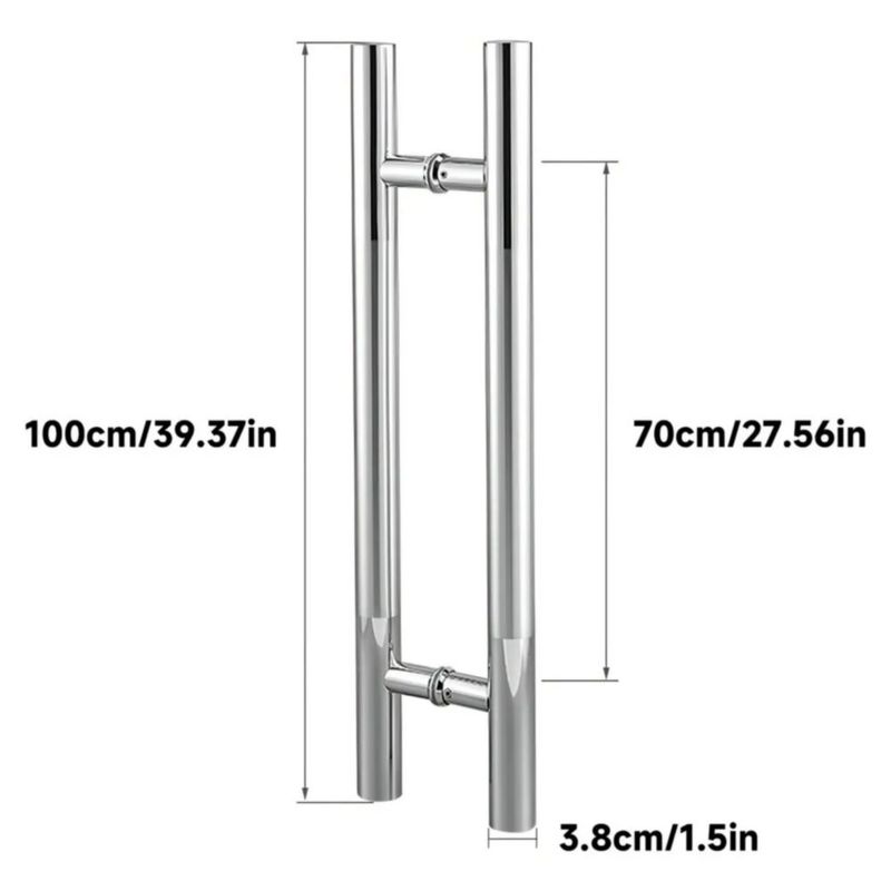 Jaladera Tipo H Acero Inoxidable 120cm Para Puerta De Vidrio Y Madera Manija Doble, Color Plata