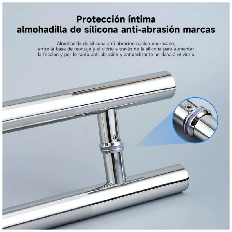 Jaladera Tipo H Acero Inoxidable 120cm Para Puerta De Vidrio Y Madera Manija Doble, Color Plata
