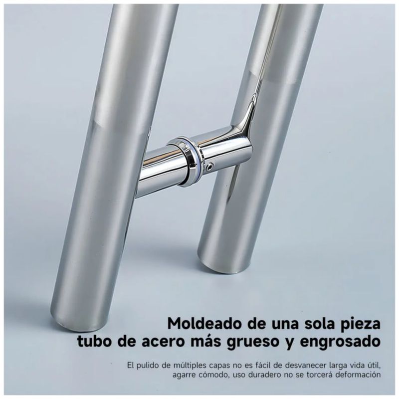 Jaladera Tipo H Acero Inoxidable 120cm Para Puerta De Vidrio Y Madera Manija Doble, Color Plata
