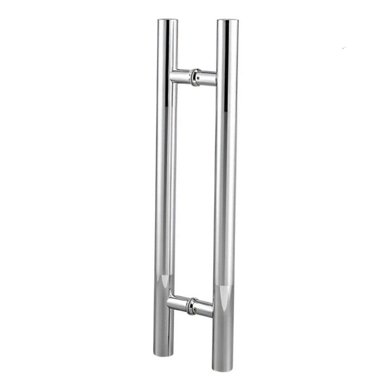 Jaladera Tipo H Acero Inoxidable 120cm Para Puerta De Vidrio Y Madera Manija Doble, Color Plata