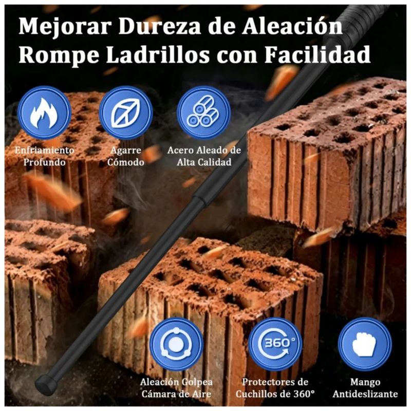 Bastón Retráctil Táctico Seguridad Defensa Personal 26-65cm, para Defensa Casa Salir, con Funda Color Negro