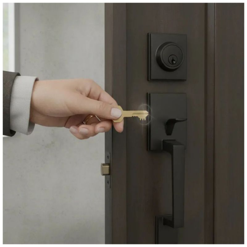 Cerradura Chapa Residencial para Puerta Principal, Color Negro