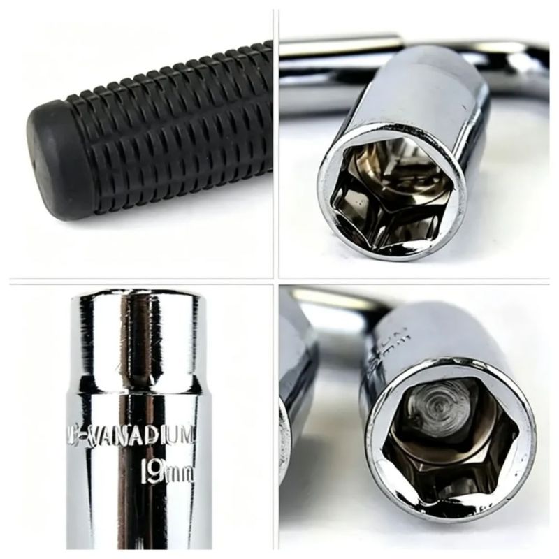 Llave Maneral C/dados Rines Extensible Esquina 17/19/21/23mm, Color Plata
