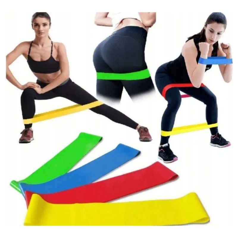 5 Bandas de Resistencia de Látex para Yoga, Pilates y Fitness con Diferentes Intensidades, Multicolor