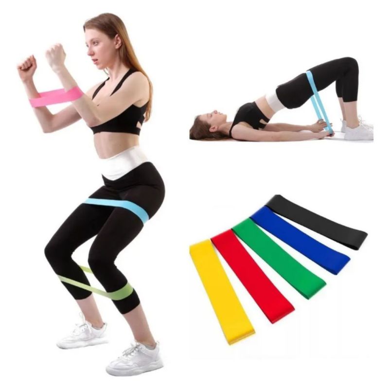 5 Bandas de Resistencia de Látex para Yoga, Pilates y Fitness con Diferentes Intensidades, Multicolor