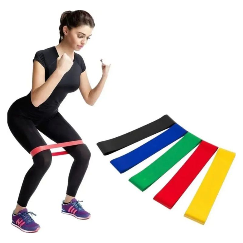 5 Bandas de Resistencia de Látex para Yoga, Pilates y Fitness con Diferentes Intensidades, Multicolor