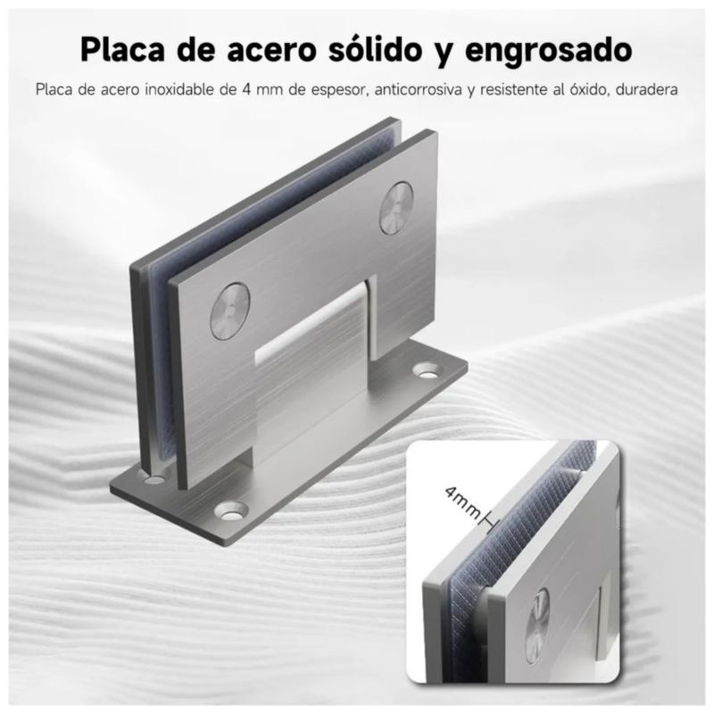 2pc Bisagras Muro Vidrio Plata Para 8-12mm Puerta De Cristal, Color Plata