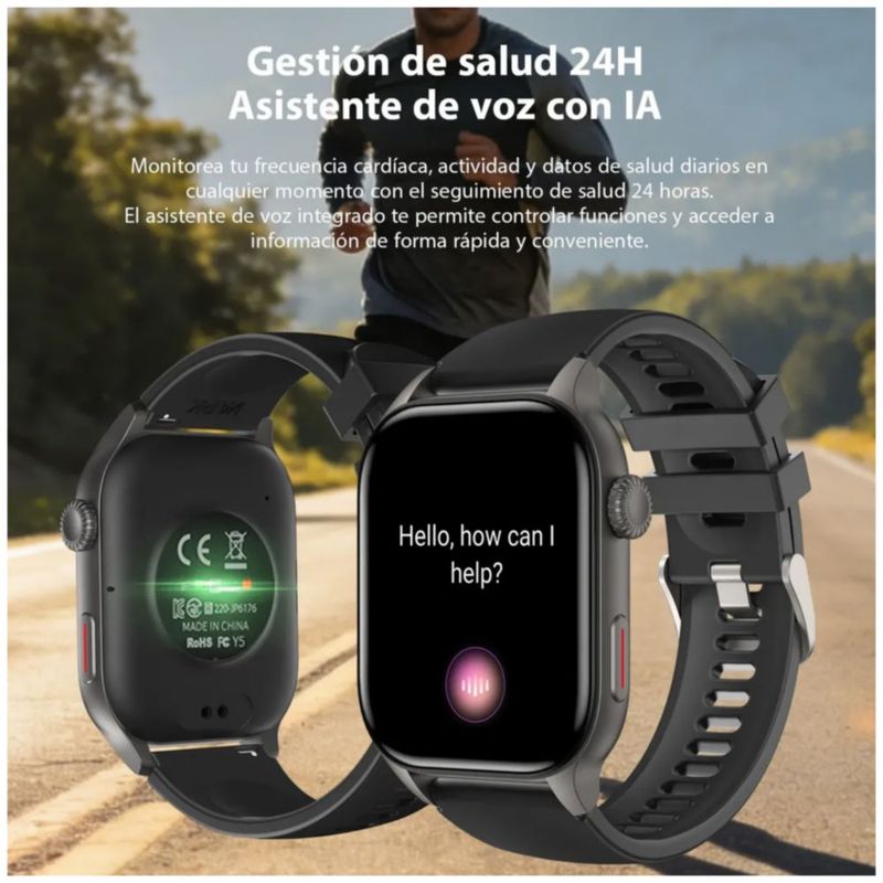 Smartwatch Reloj Inteligente Bluetooth Llamadas, Color Negro