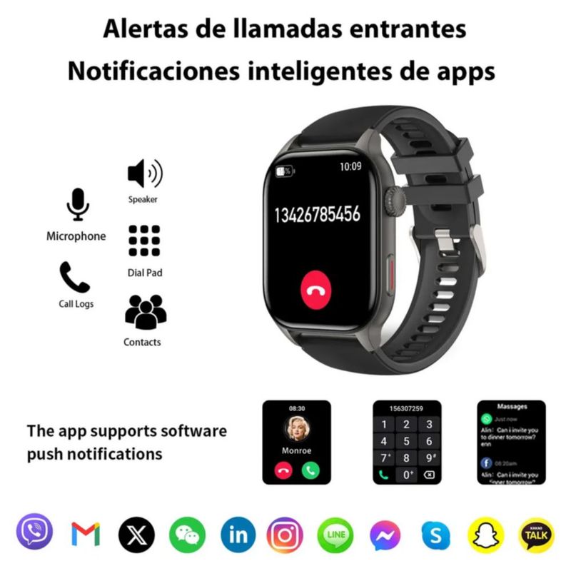 Smartwatch Reloj Inteligente Bluetooth Llamadas, Color Negro