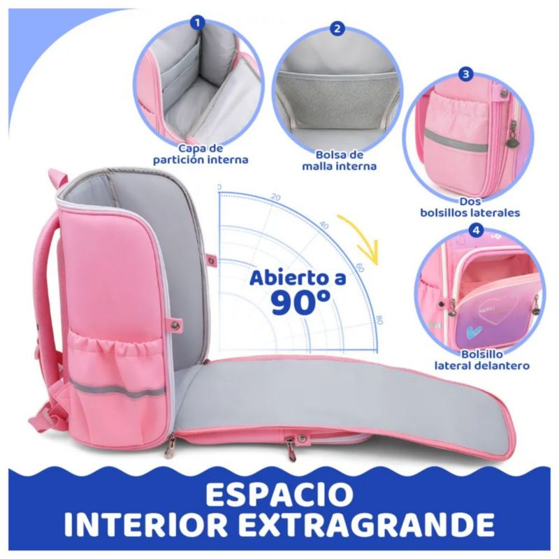 Mochila Escolar Mochila de Corazón Para Niños Impermeable, Color Rosa