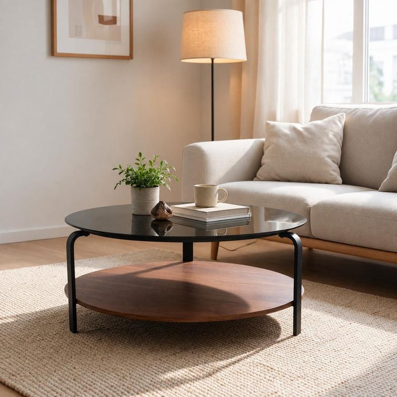 Mesa de centro minimalista para sala, moderna y elegante de cristal konya