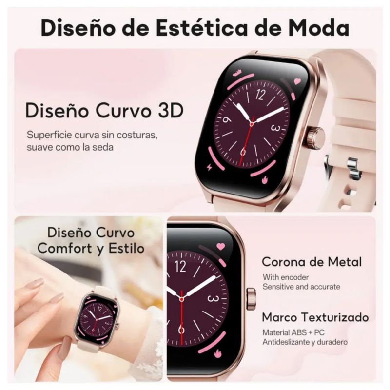 Reloj Inteligente Mujer, Color Rosa