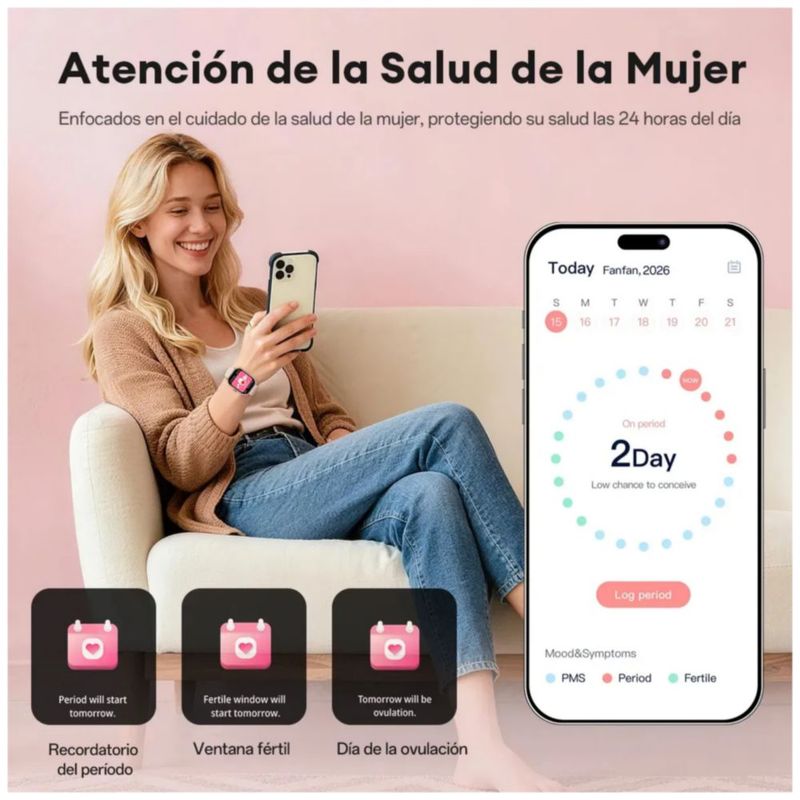 Reloj Inteligente Mujer, Color Rosa