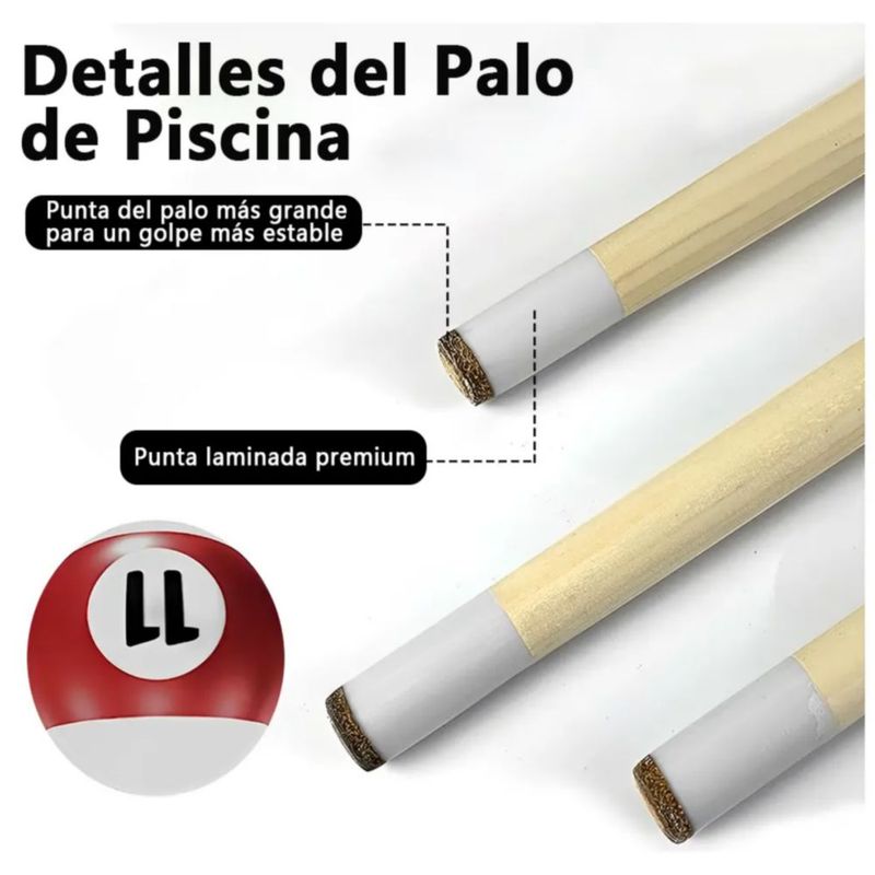 2 Tacos de Billar Palos Snooker Desarmable Profesional Color Negro