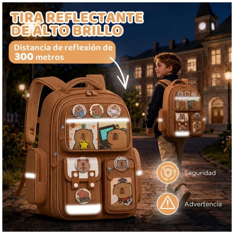 Mochilas escolares para ninos ninas Capibara, Color Café