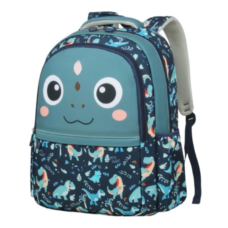 Mochila Escolar Para Niño De Primaria Diseño Dinosaurio, Color Verde