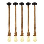 Lámpara Pared Estilo Vintage Cuerda Madera Rústica 1m 5pcs, Color Café