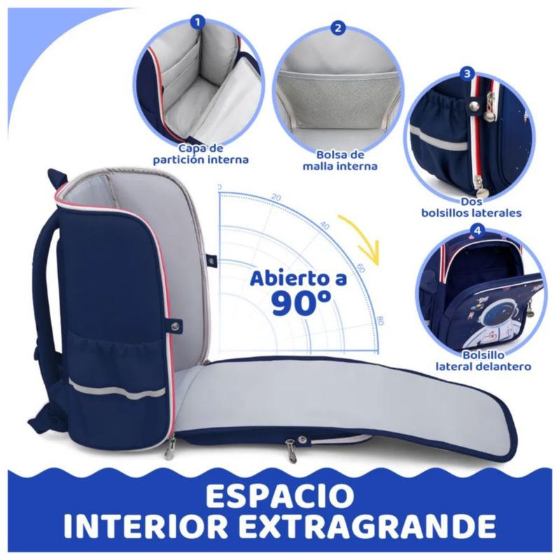 Mochila Escolar Mochila Para Niños Impermeable Astronauta, Color Azul