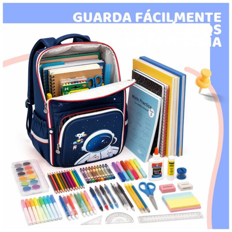 Mochila Escolar Mochila Para Niños Impermeable Astronauta, Color Azul