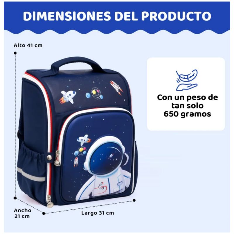 Mochila Escolar Mochila Para Niños Impermeable Astronauta, Color Azul
