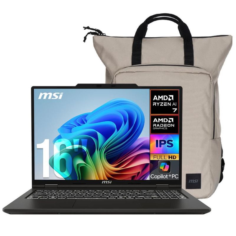 Laptop ia pc msi venture a16 ai+ ryzen ai 7 350 16gb 512gb