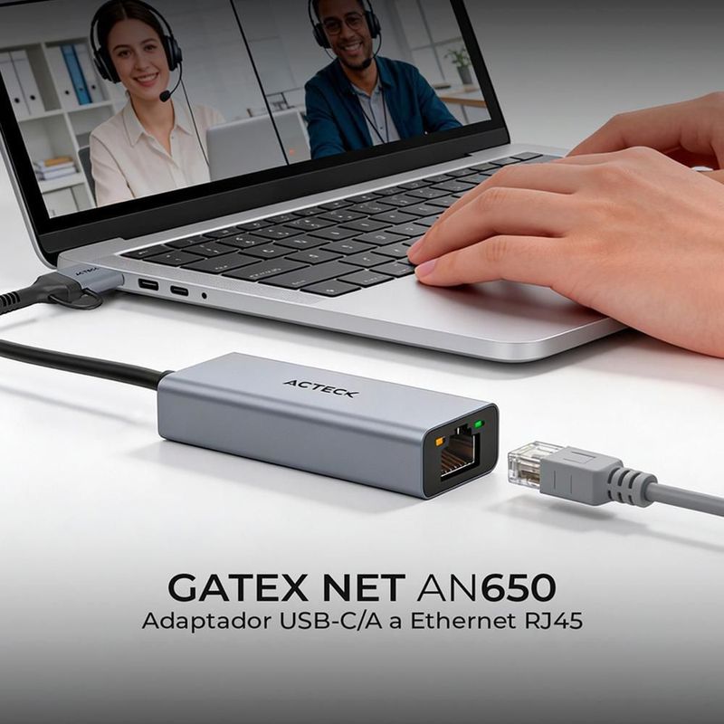 Adaptador convertidor acteck an650 usb-c/a a rj45 ac-945035