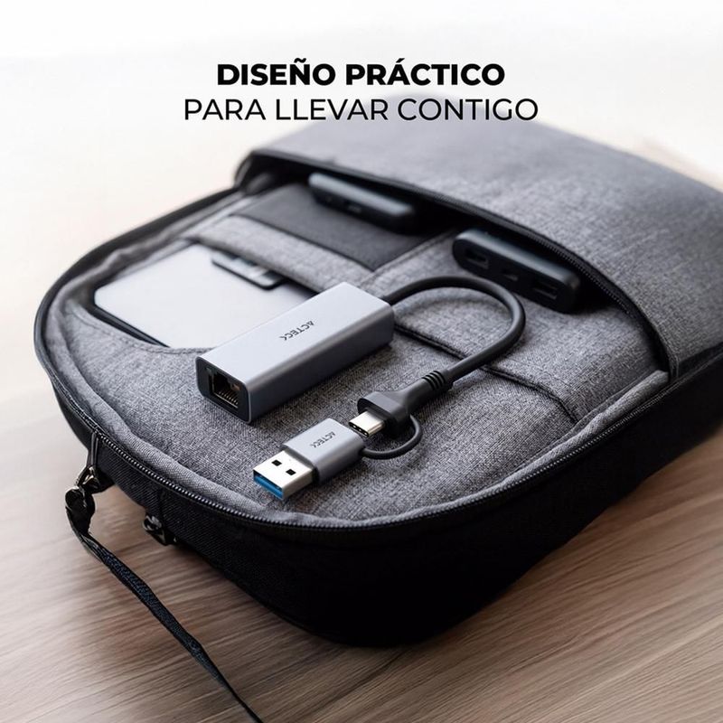 Adaptador convertidor acteck an650 usb-c/a a rj45 ac-945035