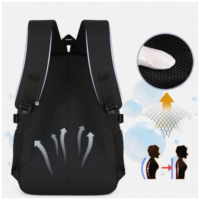 Mochilas Hombre Gran Capacidad Impermeable Para Portátil 45l, Color Negro