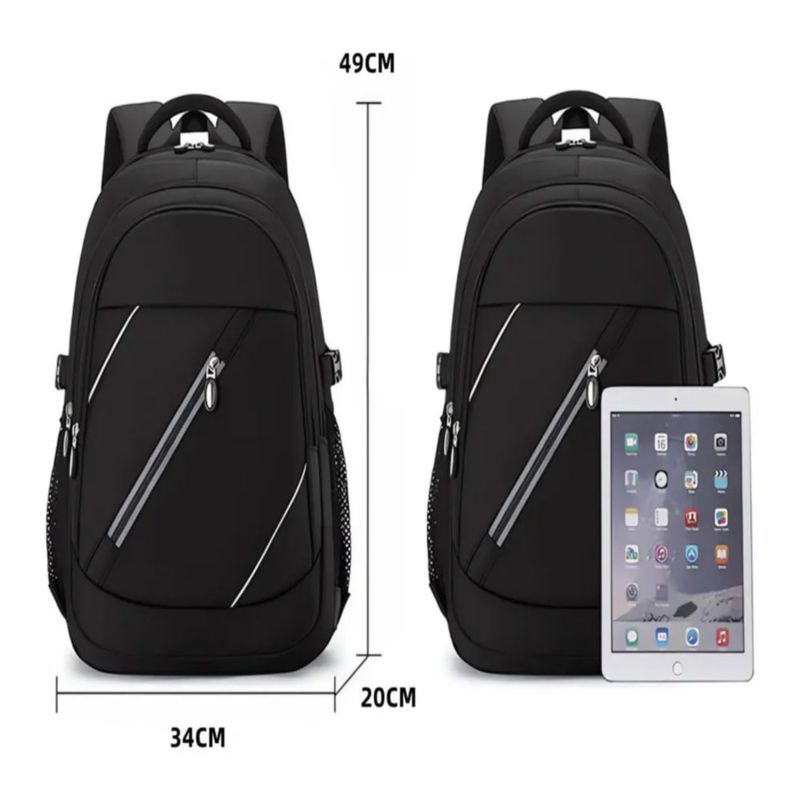 Mochilas Hombre Gran Capacidad Impermeable Para Portátil 45l, Color Negro