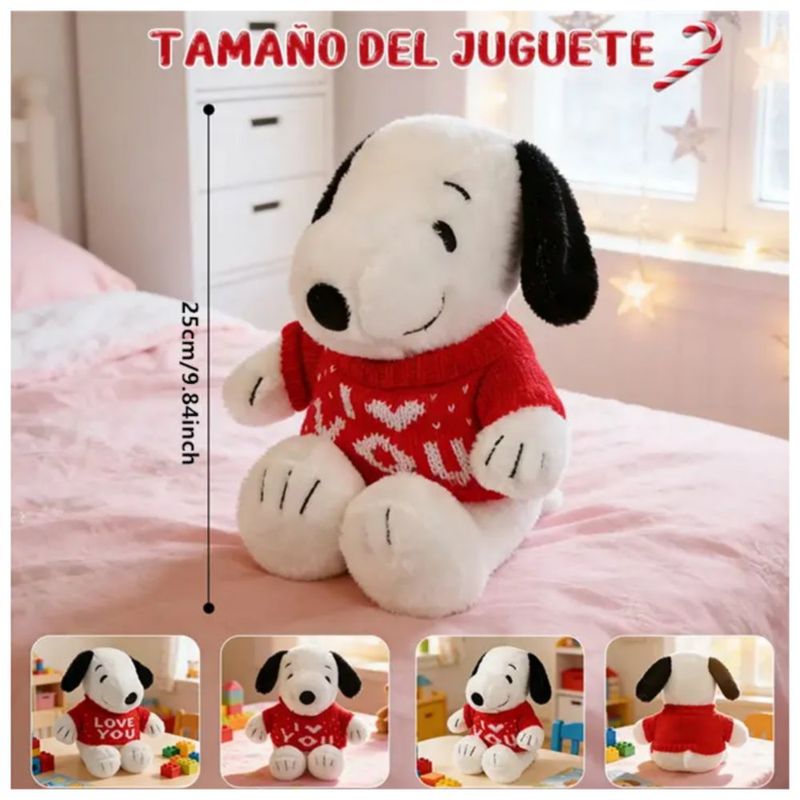 Snoopy De Peluche 25 Cm Con Suéter Rojo