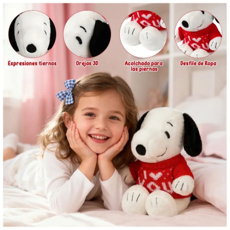 Snoopy De Peluche 25 Cm Con Suéter Rojo