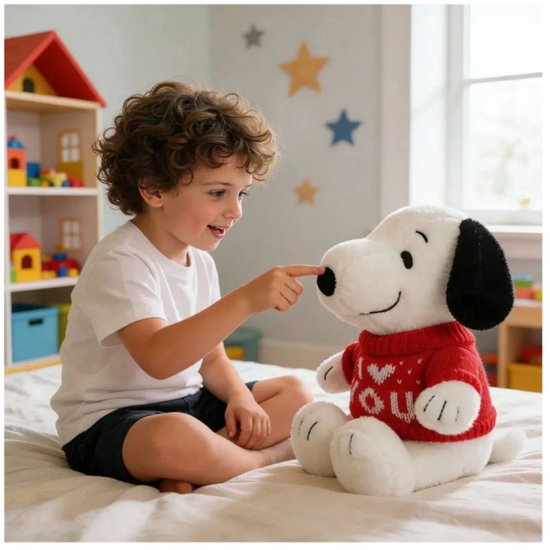 Snoopy De Peluche 25 Cm Con Suéter Rojo