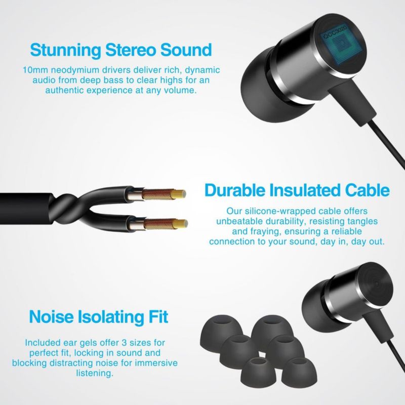 Auriculares Naztech Platinum Lightning con micrófono para iPhone color negro