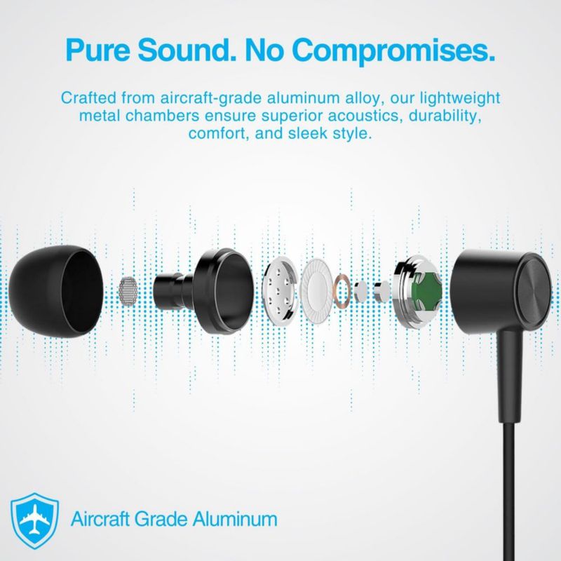 Auriculares Naztech Platinum Lightning con micrófono para iPhone color negro