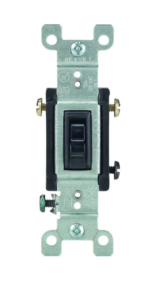 Interruptor Leviton de 15 amperios 120 V 3 vías silencioso negro