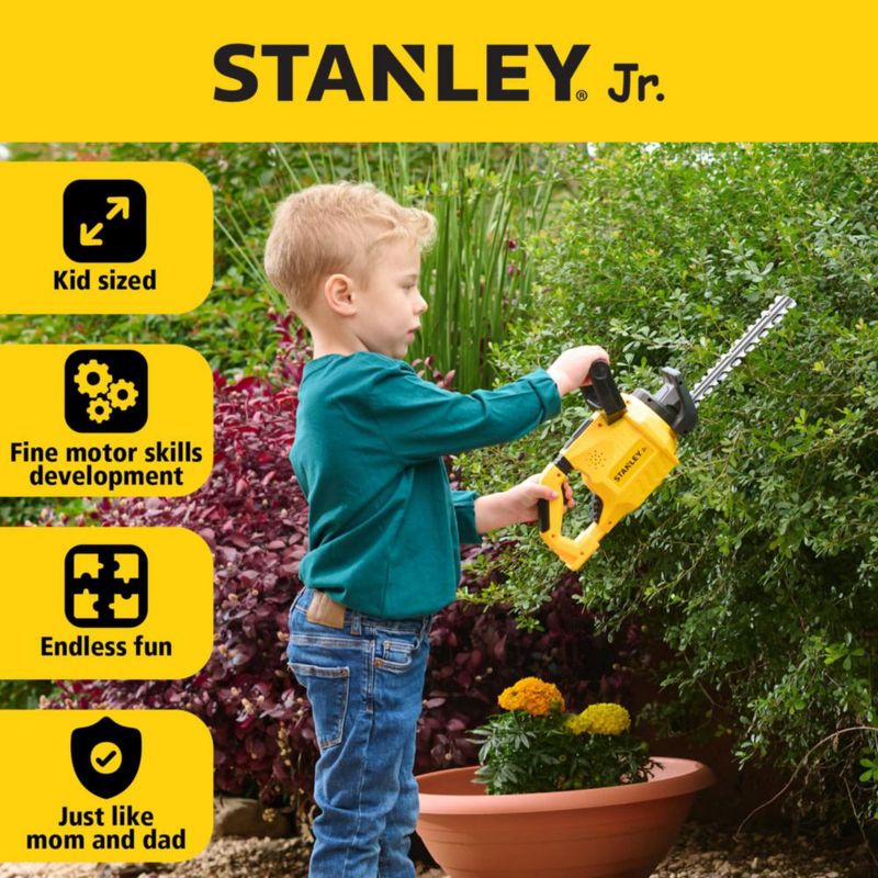 Cortadora de setos de juguete roja caja de herramientas Stanley Jr funciona con pilas