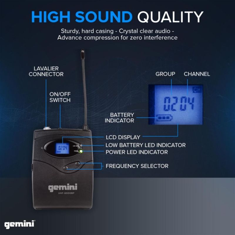 Sistema de micrófono inalámbrico Gemini Sound UHF-6200HL UHF