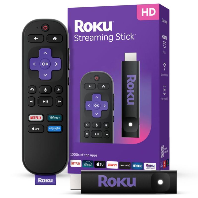 Dispositivo de streaming Roku Streaming Stick 2025 HD con control remoto por voz