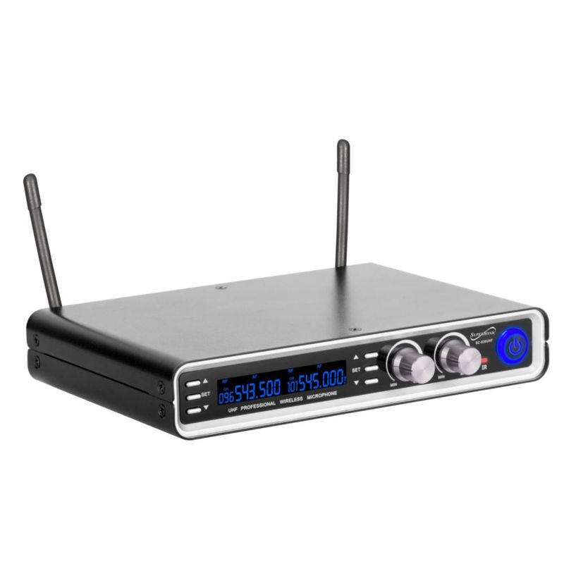 Sistemas de micrófonos inalámbricos Supersonic SC-930UHF UHF de doble canal con dos transmisores portátiles indicador de estado LED batería de larga