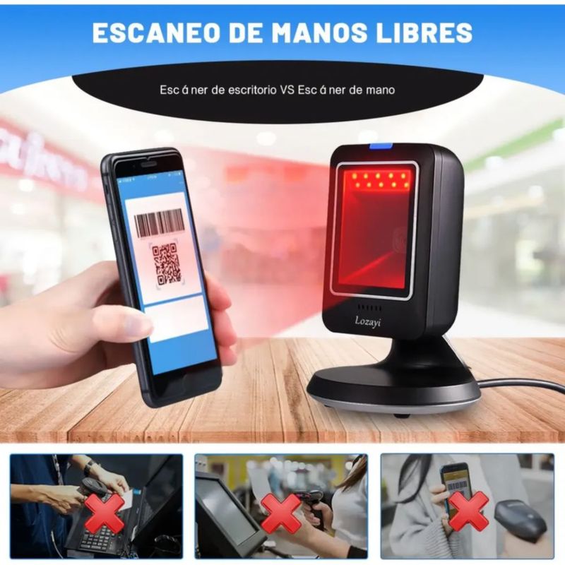 Lector De Código De Barras Omnidireccional Con Usb