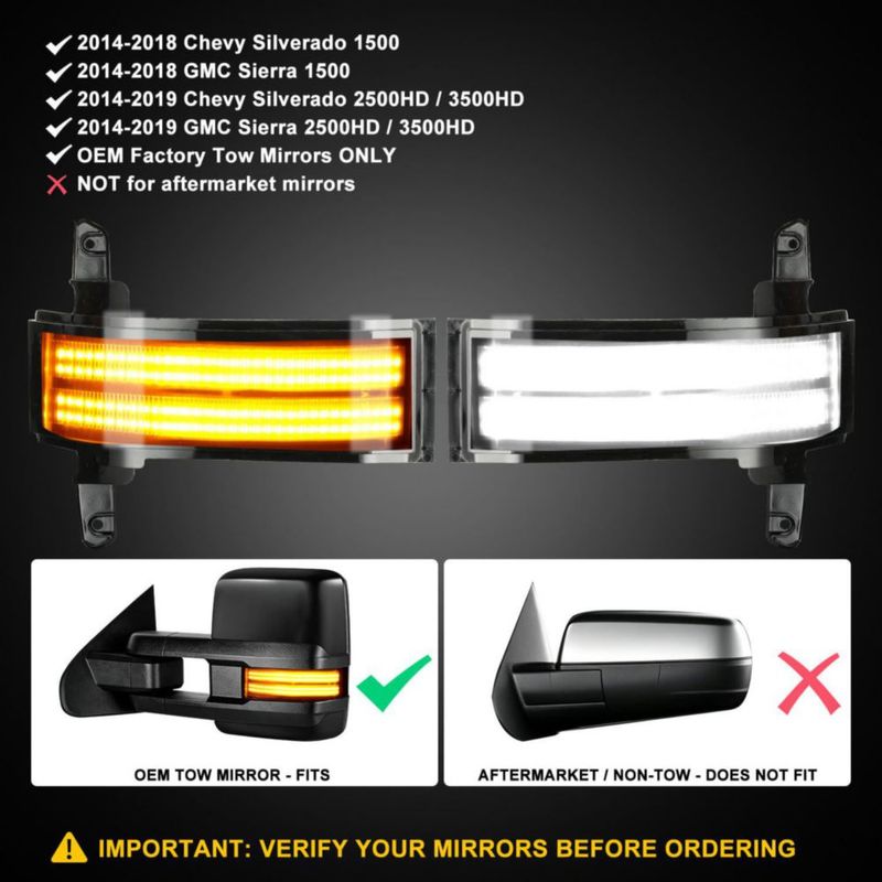 Luces de espejo de remolque ROCCS LED Switchback para Chevrolet y GMC