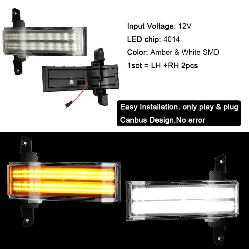 Luces de espejo de remolque ROCCS LED Switchback para Chevrolet y GMC