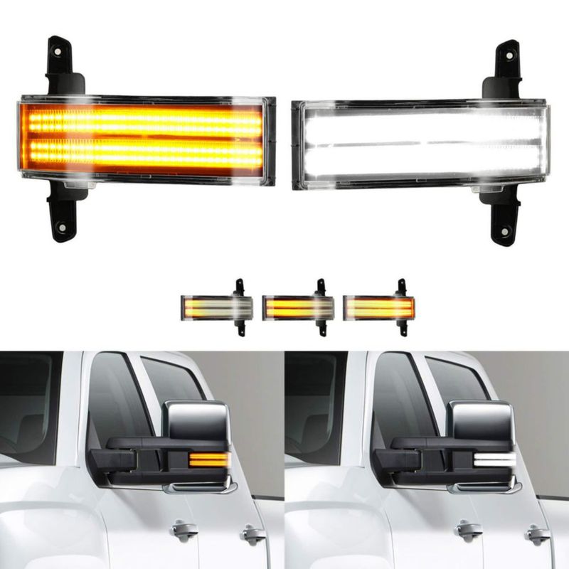 Luces de espejo de remolque ROCCS LED Switchback para Chevrolet y GMC