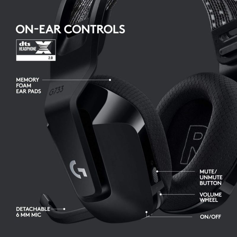 Auriculares inalámbricos para juegos Logitech G733 Lightspeed Black