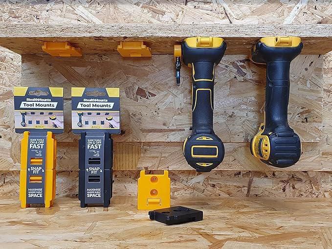 Soportes para herramientas StealthMounts para DeWalt 20 V paquete de 4 amarillos
