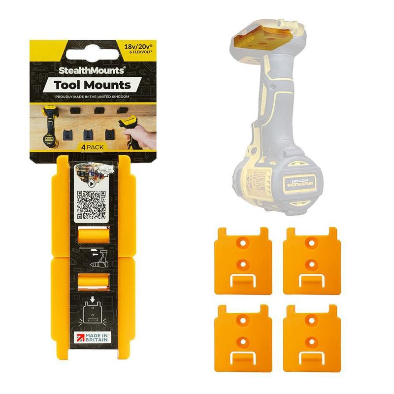 Soportes para herramientas StealthMounts para DeWalt 20 V paquete de 4 amarillos