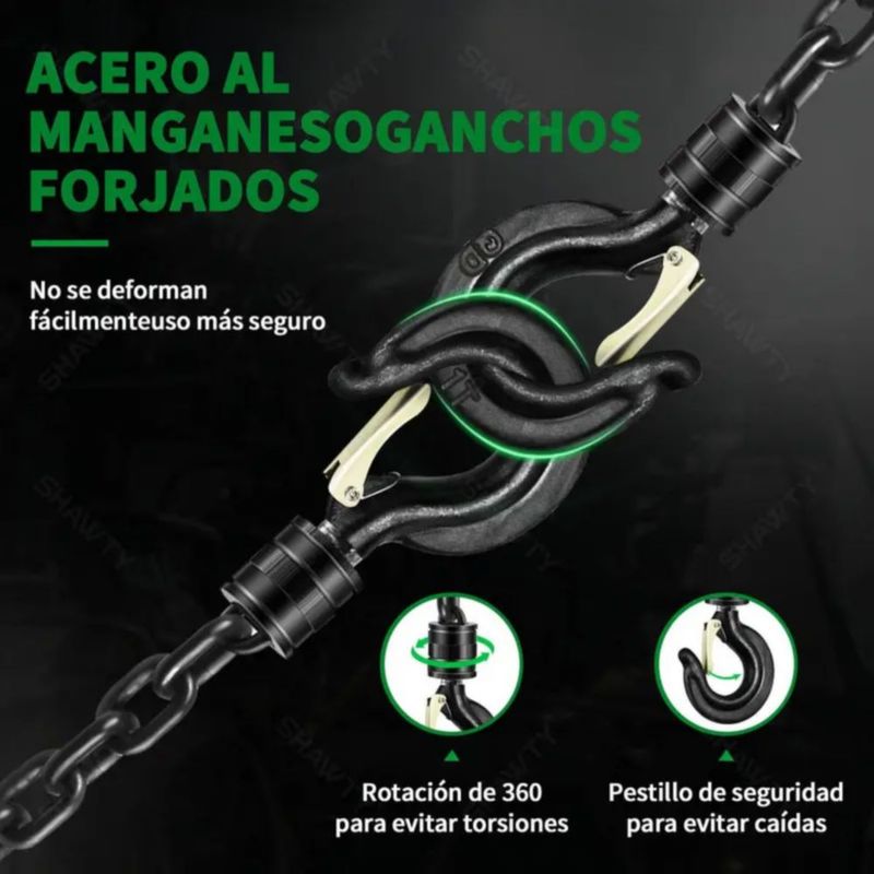 Polipastos Manuales Con Cadena 3m Capacidad De 2 Ton